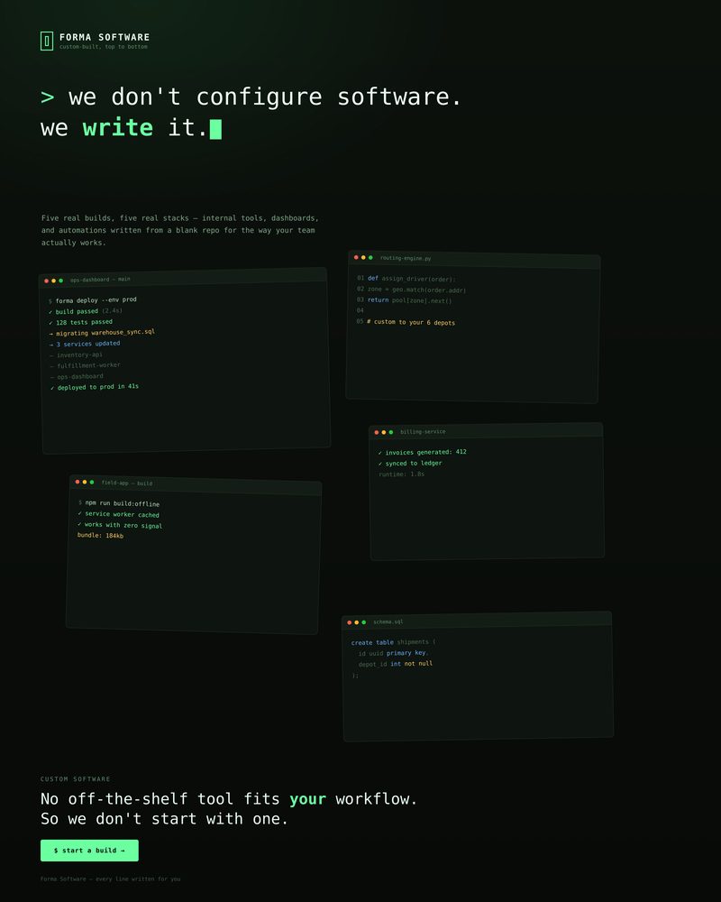 Custom software concept: terminal stack