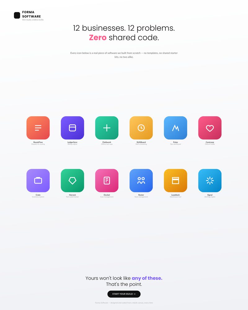 Custom software concept: app icon grid