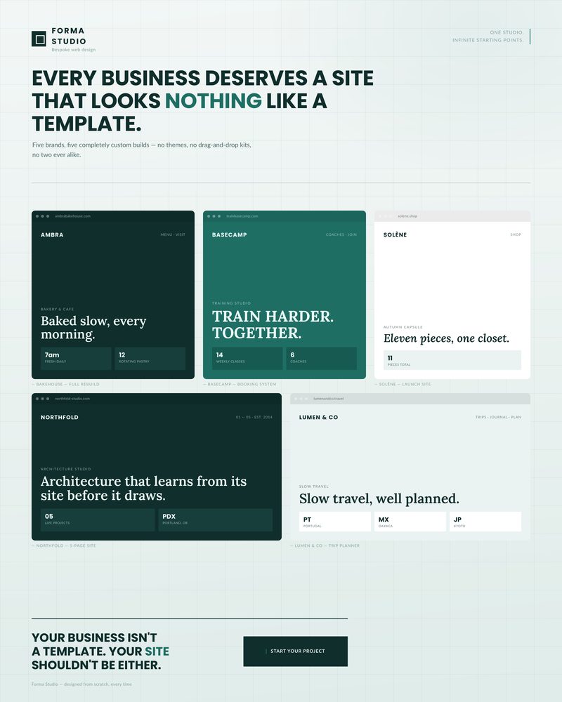 Web design concept: ocean teal grid layout