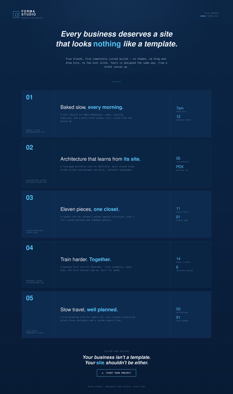 Web design concept: blueprint stacked layout