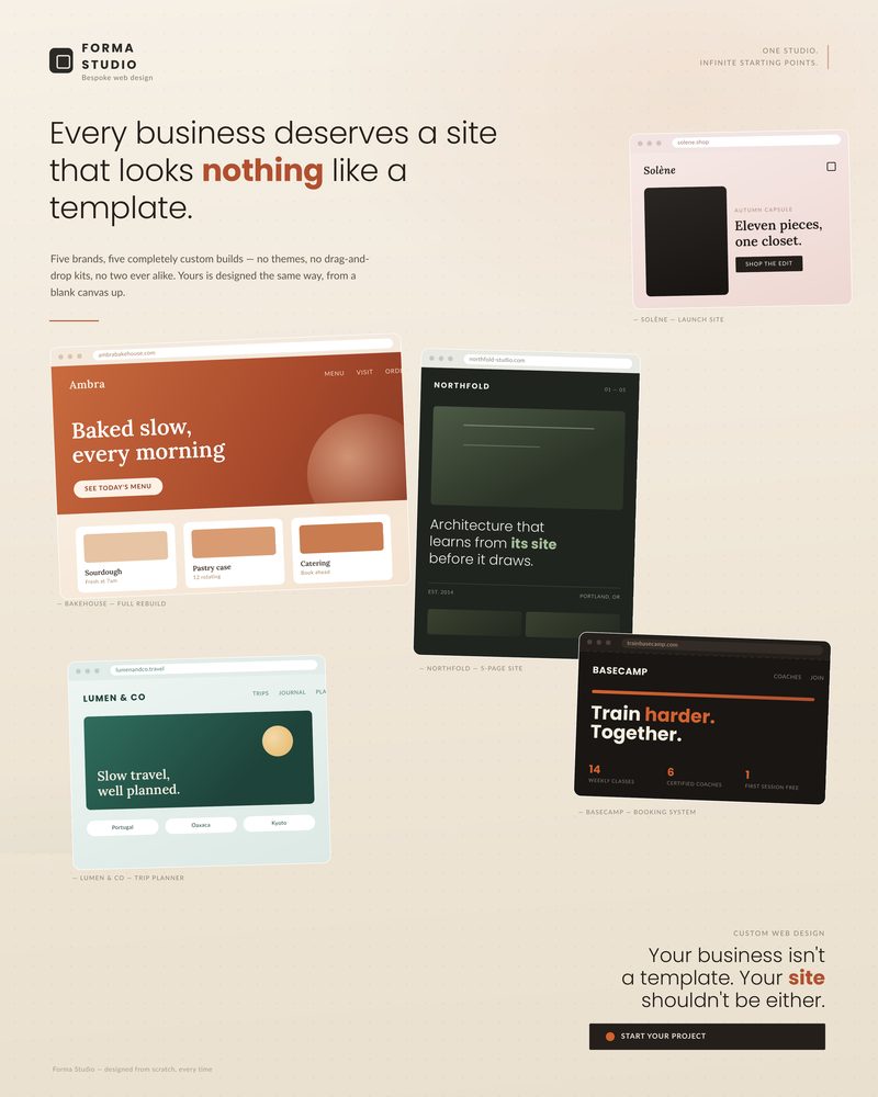 Web design concept: scattered browser window showcase